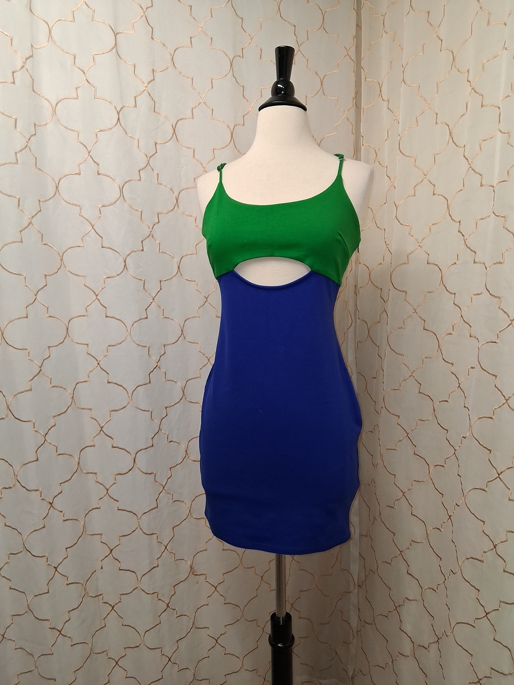 FORE Green and Blue Cutout Tank Mini Dress